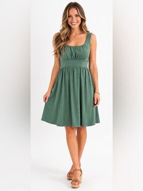 Sage Green Shift Dress Size XXL Minimalist Scandigirl Boho